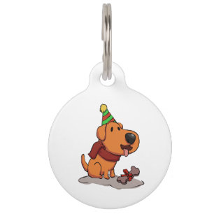 Hund mit Party Hut Cartoon  Rückenfarbe Haustiermarke