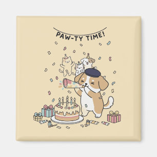 Hund mit Partyhorn Süße Kawaii-Himdeko-Kunst Magnet