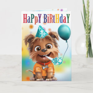 Hund mit Partyhut Geburtstag Karte