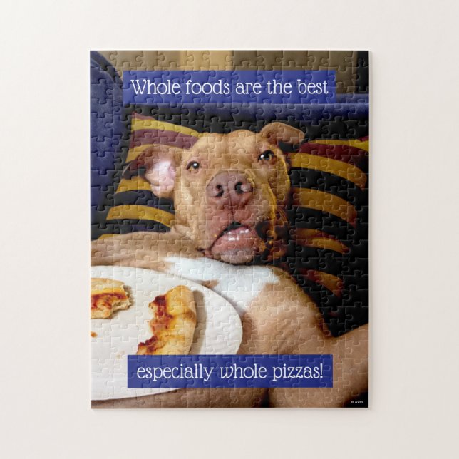 Hund mit Pizza Puzzle (Vertikal)