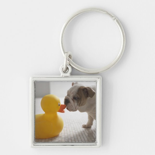 Hund mit Plastikente Schlüsselanhänger (Vorne)