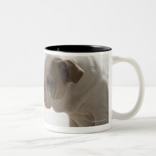Hund mit Plastikente Zweifarbige Tasse