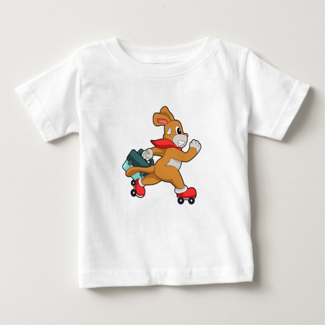 Hund mit Roller-Skaten Baby T-shirt (Vorderseite)