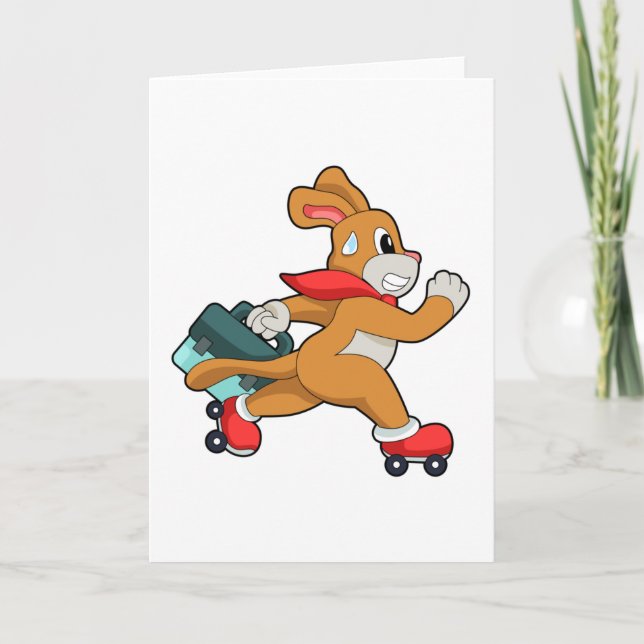 Hund mit Roller-Skaten Karte (Vorderseite)