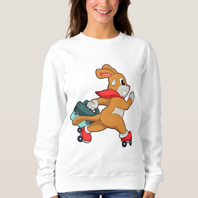 Hund mit Roller-Skaten Sweatshirt (Vorderseite)