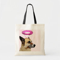 Hund mit rosa Halo