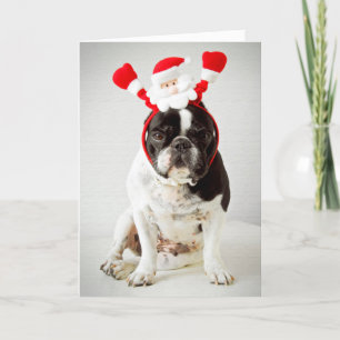 Hund mit santa-Headband Feiertagskarte