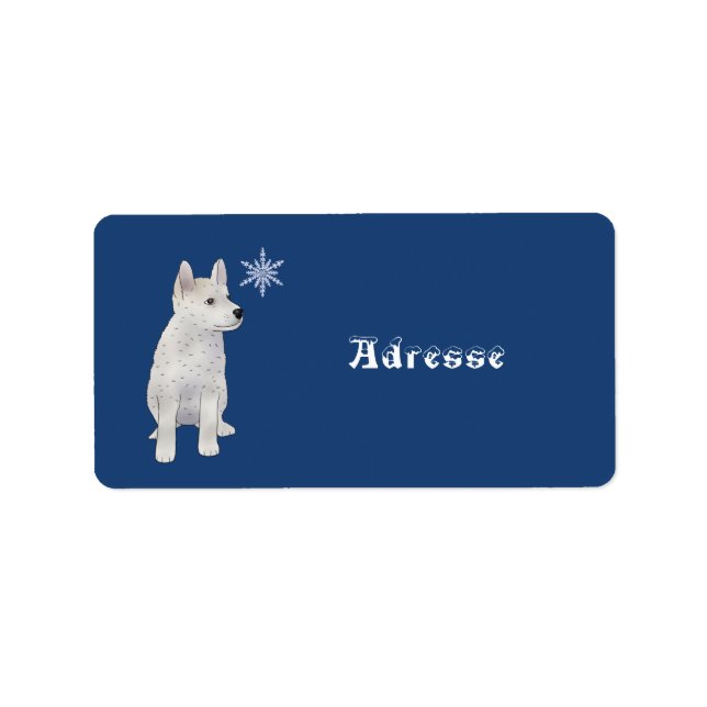 Hund mit Schneeflocke Adressaufkleber (Vorne)