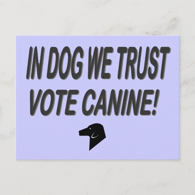 Hund mit schwarzem Text abstimmen Postkarte (Vorderseite)
