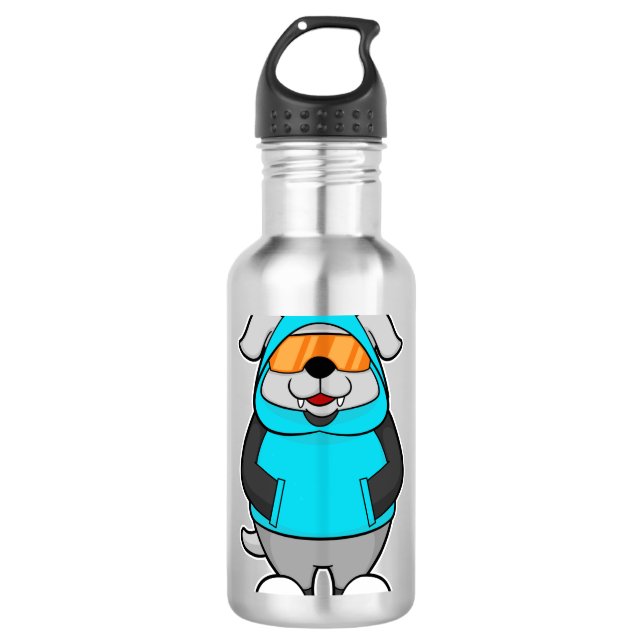 Hund mit Sonnenbrille Edelstahlflasche (Vorderseite)