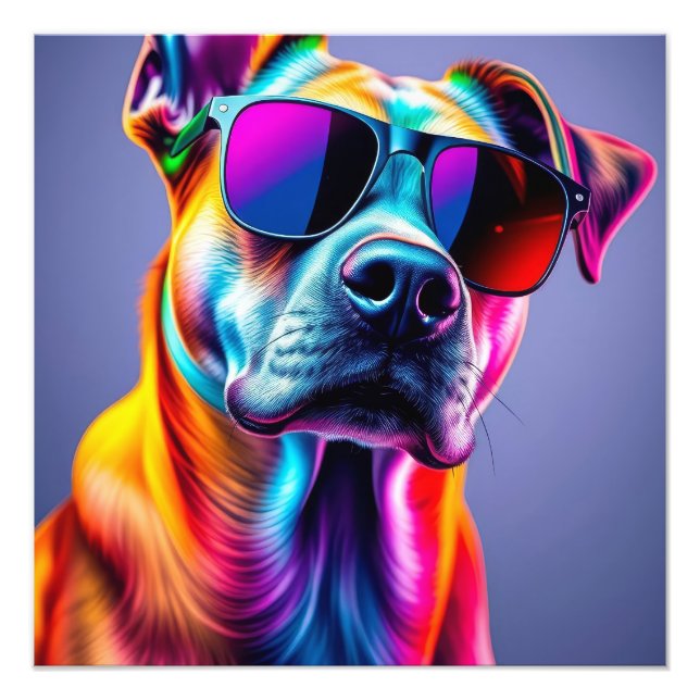 Hund mit Sonnenbrille Fotodruck (Vorne)