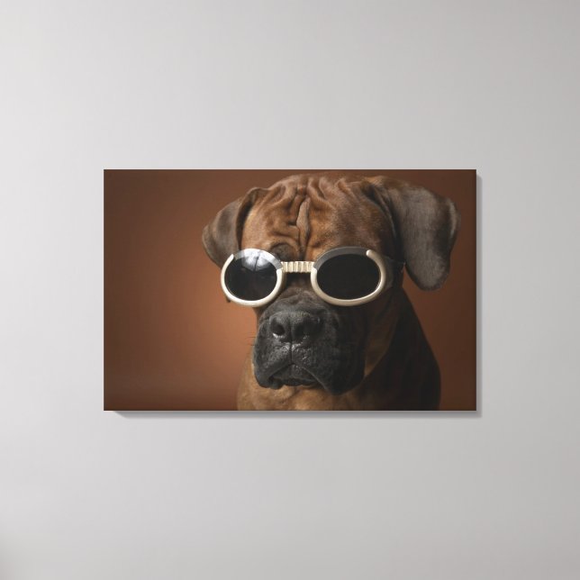 Hund mit Sonnenbrille Leinwanddruck (Vorderseite)