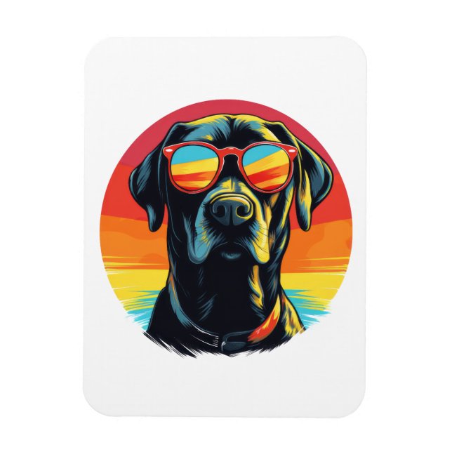 Hund mit Sonnenbrille Magnet (Vertikal)