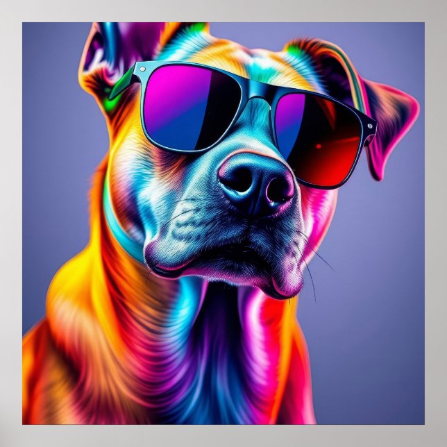 Hund mit Sonnenbrille Poster (Vorne)