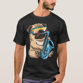 Hund mit Sonnenbrille Saxophon spielend T-Shirt