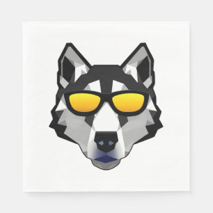 Hund mit Sonnenbrille - Sibirischer Husky Serviette