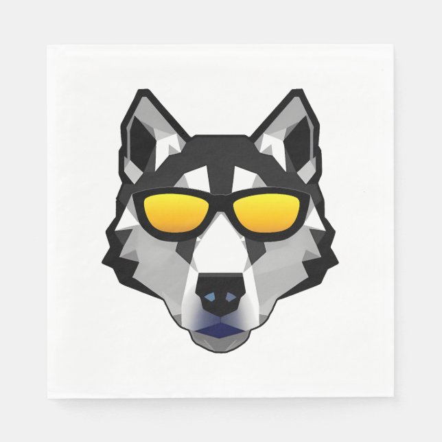 Hund mit Sonnenbrille - Sibirischer Husky Serviette (Vorderseite)
