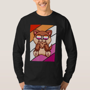 Hund mit Stolz Lesbenflagge LGBTQ Stolzer Verbünde T-Shirt