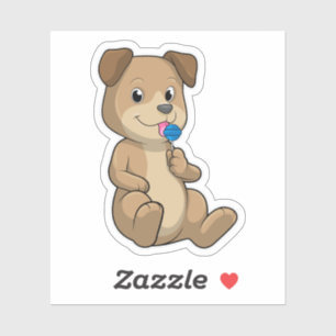 Hund mit Süßigkeiten Lollipop Aufkleber