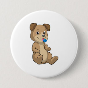 Hund mit Süßigkeiten Lollipop Button
