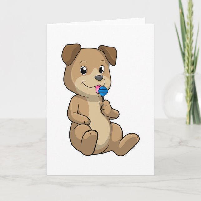 Hund mit Süßigkeiten Lollipop Karte (Vorderseite)