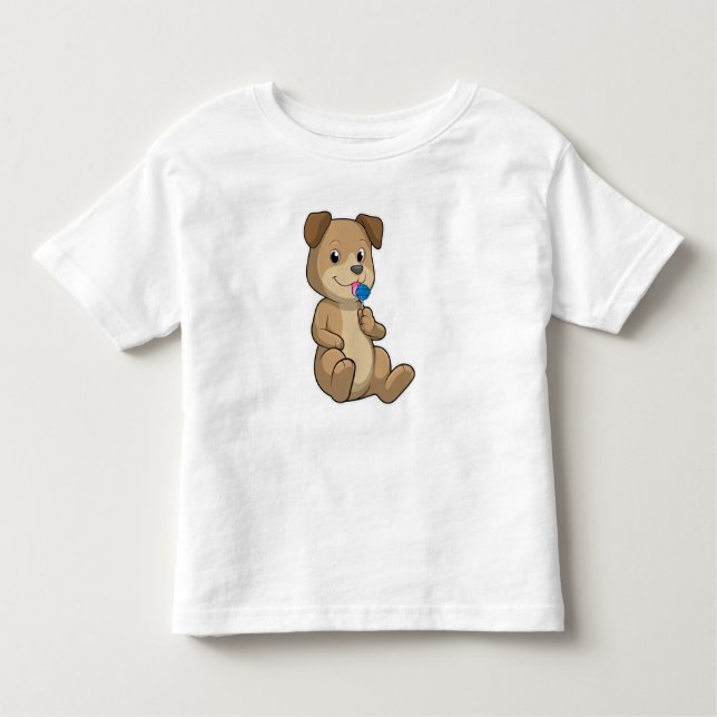Hund mit Süßigkeiten Lollipop Kleinkind T-shirt (Vorderseite)