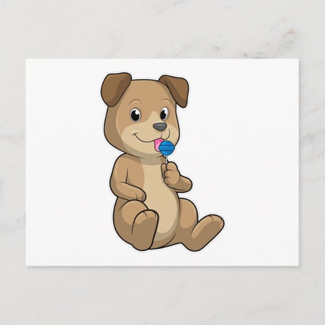 Hund mit Süßigkeiten Lollipop Postkarte (Vorderseite)