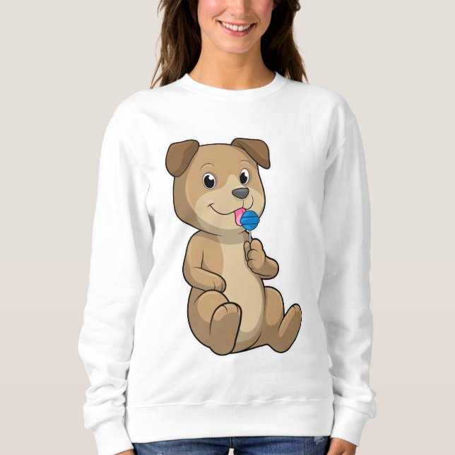 Hund mit Süßigkeiten Lollipop Sweatshirt (Vorderseite)