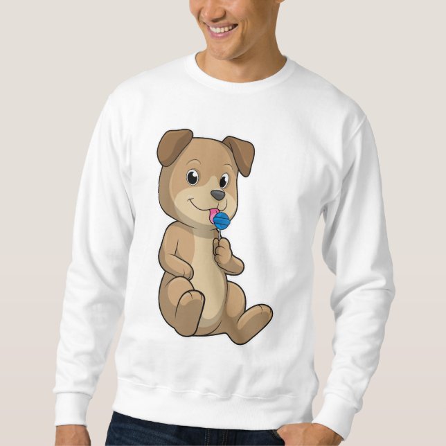 Hund mit Süßigkeiten Lollipop Sweatshirt (Vorderseite)