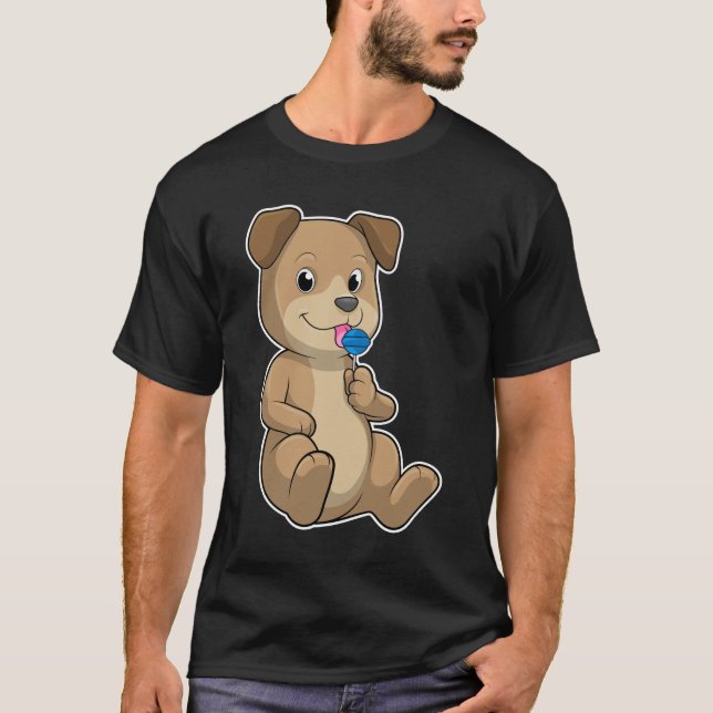 Hund mit Süßigkeiten Lollipop T-Shirt (Vorderseite)