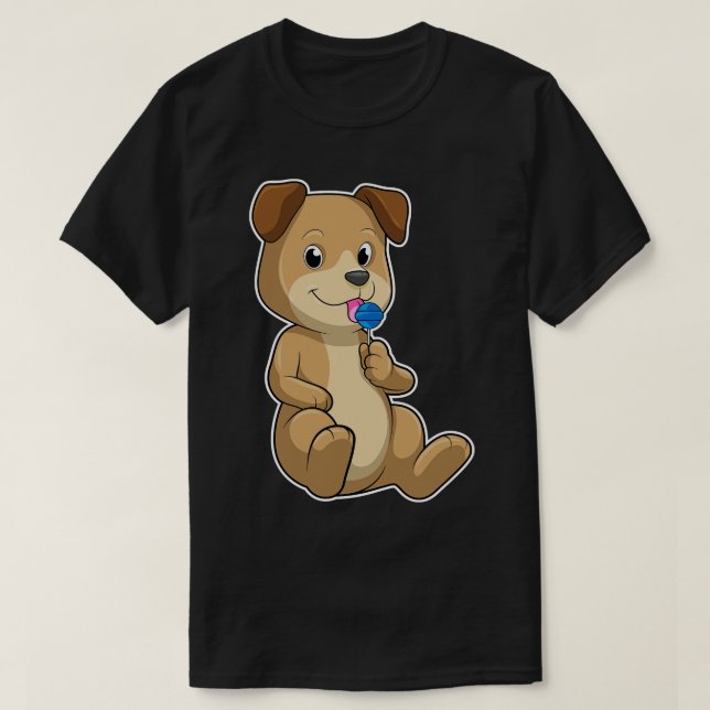 Hund mit Süßigkeiten Lollipop T-Shirt (Design vorne)