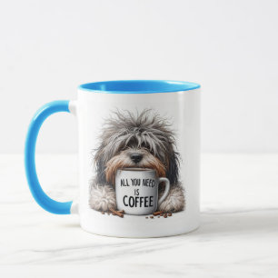 Hund mit Tasse Kaffee