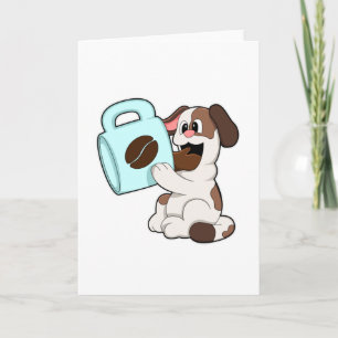 Hund mit Tasse Kaffee Karte