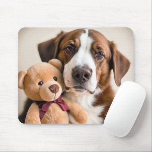 Hund mit Teddybär Mousepad