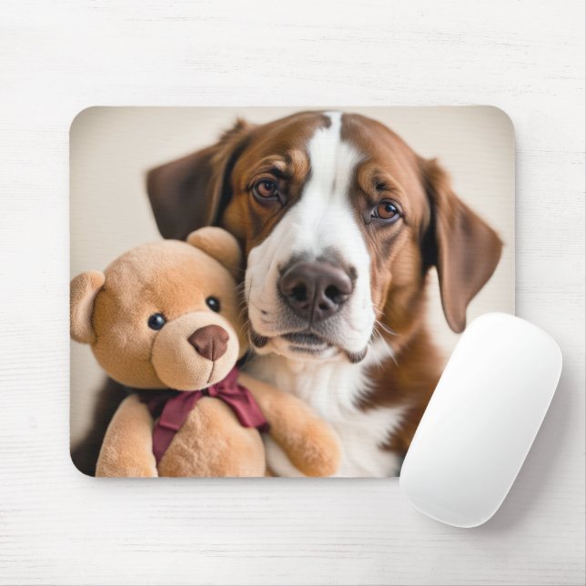 Hund mit Teddybär Mousepad (Mit Mouse)