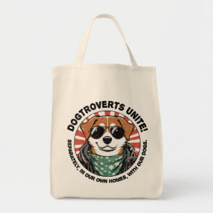 Hund mit Text Dogtroverts vereinigt! Tragetasche