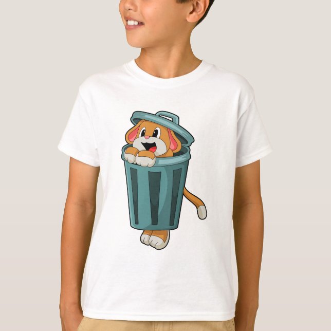 Hund mit Trashcan T-Shirt (Vorderseite)