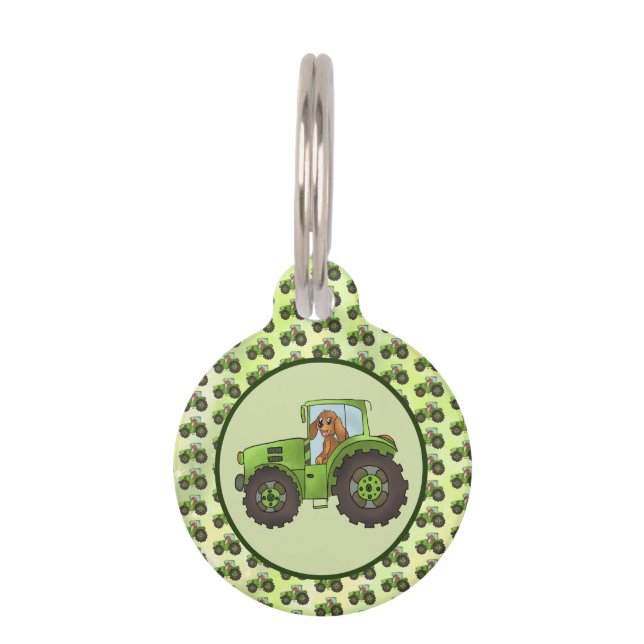 Hund mit Trecker  Haustiermarke (Vorderseite)