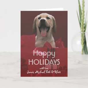 Hund mit Urlaubsgeschenken Feiertagskarte