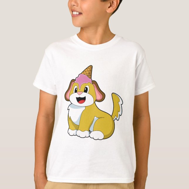 Hund mit Waffeleis T-Shirt (Vorderseite)