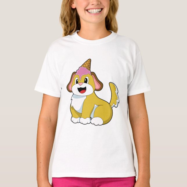 Hund mit Waffeleis T-Shirt (Vorderseite)