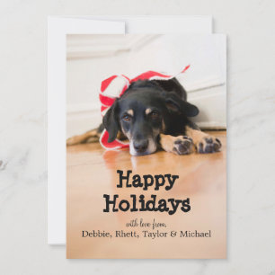 Hund mit Weihnachtsbändern Feiertagskarte