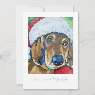 Hund mit Weihnachtsmannmütze als Weihnachtskarte Mitteilungskarte