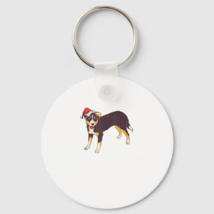 Hund mit Weihnachtsmannmütze - Weihnachten Schlüsselanhänger