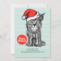 Hund mit Weihnachtsmannmütze Weihnachtskarte