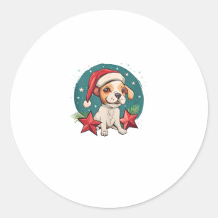 Hund mit Weihnachtsstars für die Feierliche Jahres Runder Aufkleber
