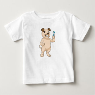 Hund mit Zahnbürste Baby T-shirt