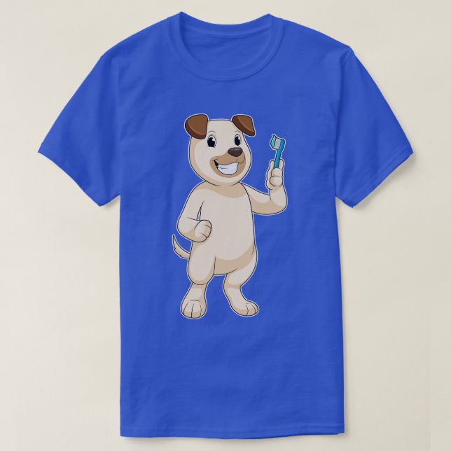 Hund mit Zahnbürste T-Shirt (Design vorne)
