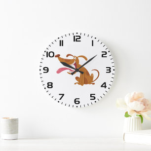 Hund mit Zunge draußen Große Wanduhr