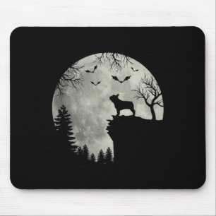 Hund Mond Heulen im Halloween-Wald Hund Franzose  Mousepad